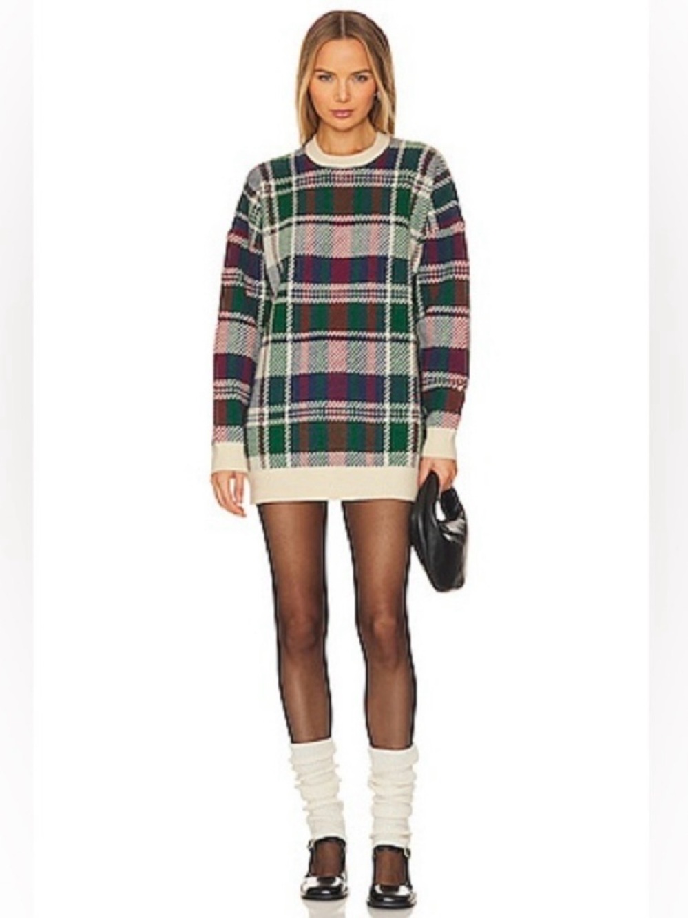 Show Me Your MUMU Ember Tunic Sweater Dress Holiday Plaid Size Small